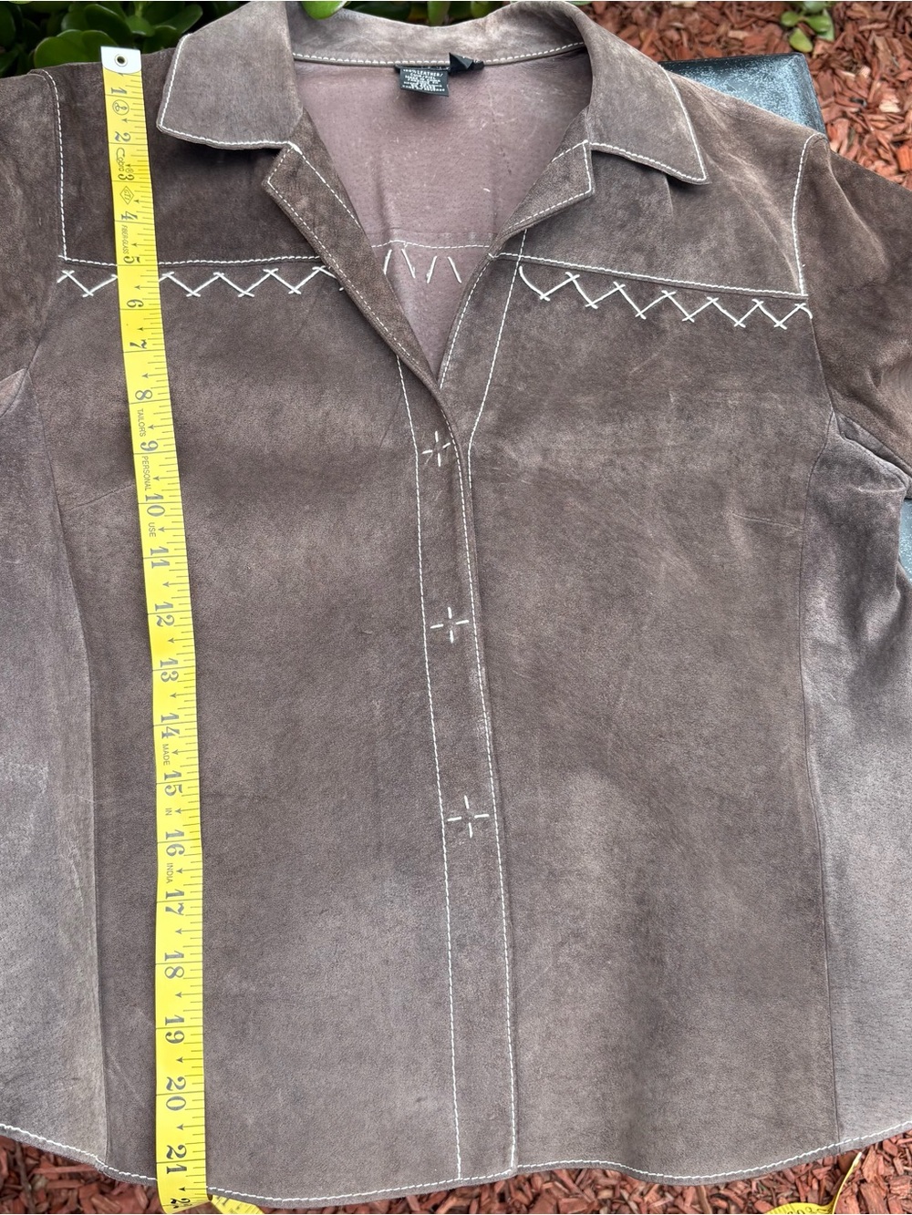 BCBG Max Azria Brown Suede Leather Western Shirt Jacket Size M - Picture 8 of 11